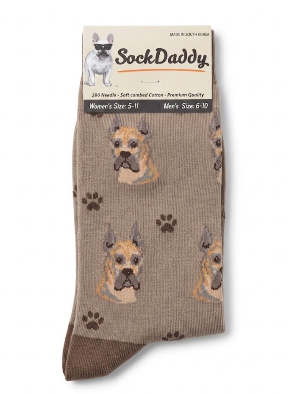 Sock Daddy by E&S Pets Novelty Great Dane Crew Socks in neutral tan / taupe